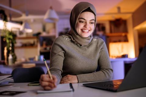 Female coach studying